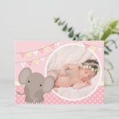 Baby Girl Elephant Photo Faire-part de naissance (Debout devant)