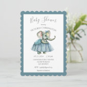 Baby Girl Elephant Shower Invitation Kaart (Staand voorkant)