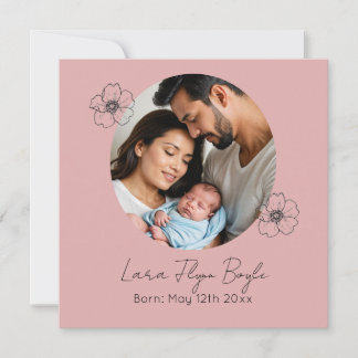 "Baby Girl Faire-part de naissance Card Pink Heart