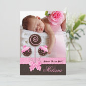 Baby Girl Faire-part Gâteau Pops rose V (Debout devant)