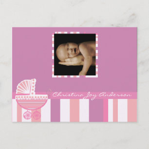 Baby Girl Faire-part - Pink Baby Buggy