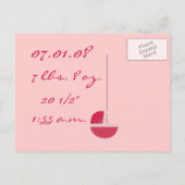 Baby Girl Faire-part - Pink Baby Buggy (Dos)