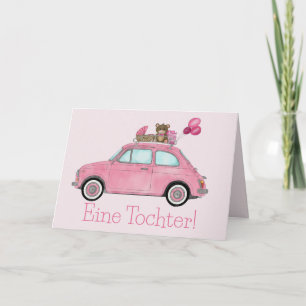 Baby Girl Fiat 500 Duitse felicitaties Kaart
