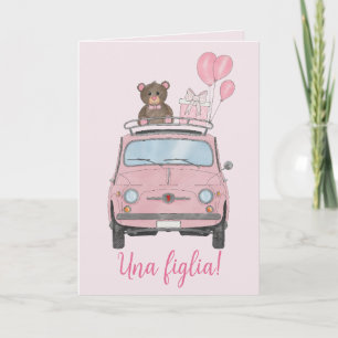 Baby Girl Fiat 500 Italiaanse felicitaties Kaart