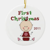 Baby Girl First Kerstdated Ornament (Voorkant)