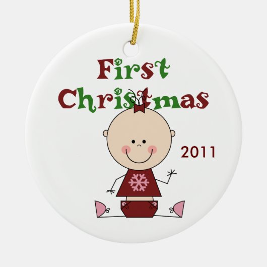 Baby Girl First Kerstdated Ornament (Voorkant)