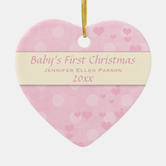 Baby Girl First Kerstversiering Keramisch Ornament (Voorkant)