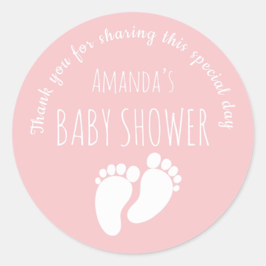 Baby Girl Footprint Baby shower Roze Ronde Sticker (Voorkant)