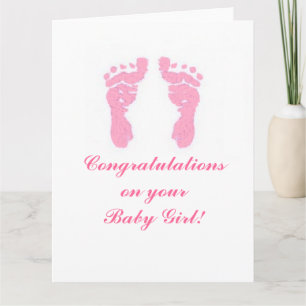 "Baby Girl Footprint" Big 8,5-inch x11-inch kaart
