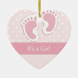Baby Girl Footprint Schattig Keramisch Ornament