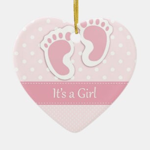 Baby Girl Footprint Schattig Keramisch Ornament
