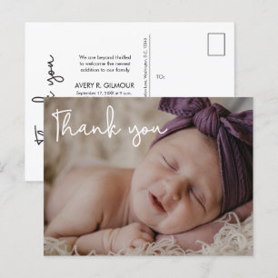Baby Girl Foto Baby shower Modern Script Aankondigingskaart