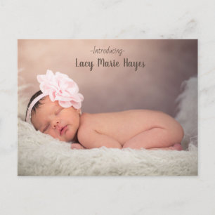 Baby Girl Foto geboortedatum Briefkaart