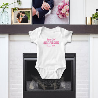 Baby Girl Geboorteaankondiging - Naam, Maand, Jaar Romper