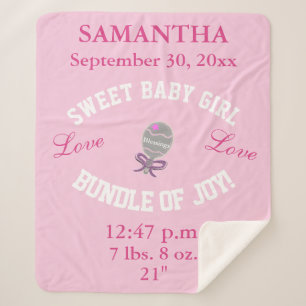 Baby Girl Geboortestatus Foto uploaden Sherpa Deken