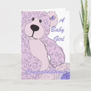 Baby Girl Gefeliciteerd Teddy Bear in Roze Kaart