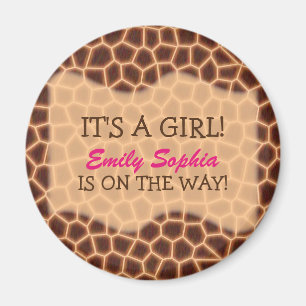 Baby Girl - Giraffe Geachte Baby shower Magneet