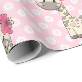 Baby Girl Giraffe Wrapping Paper Cadeaupapier