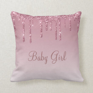 Baby Girl Glitter Girly Bling Typografie Kussen