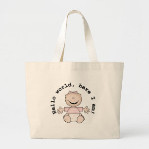 Baby Girl Hallo World Grote Tote Bag