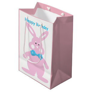 Baby Girl Happy Birthday Bunny Custom MGB Medium Cadeauzakje