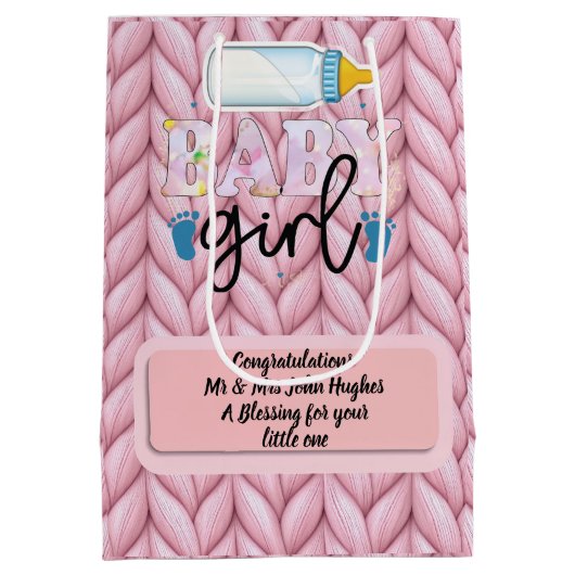 Baby Girl in a Anjer Cradle Januari's Tender Medium Cadeauzakje (Achterkant)