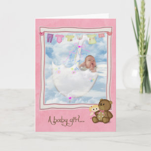 Baby Girl in Umbrella Kaart