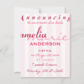 Baby Girl kondiging Sjabloon (Achterkant)