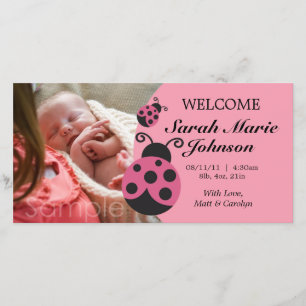 Baby Girl Ladybug Faire-part de naissance