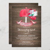 Baby Girl Lange Afstand Douche door Mail Uitnodigi Kaart (Voorkant / Achterkant)