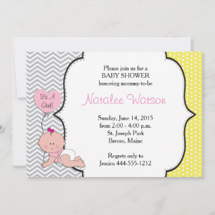 Baby Girl Lijst Shower Invitation Kaart