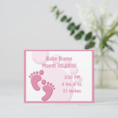 Baby Girl Little Feet Empreinte Faire-part de nais (Debout devant)
