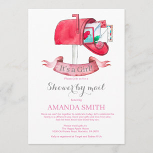 Baby Girl Long Distance Shower by Mail Invitation Kaart