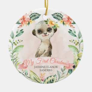 Baby Girl Meerkat First Kerstvakanay Keepslag Keramisch Ornament