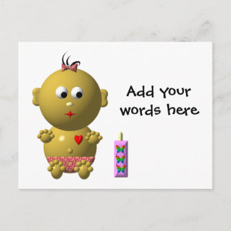 BABY GIRL MET 1 FLES BRIEFKAART