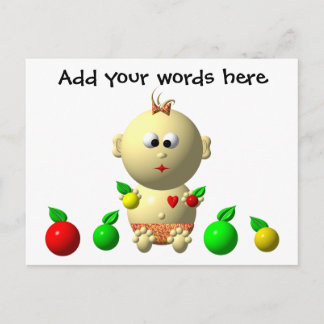 BABY GIRL MET 6 APPELEN OPSTARTEN BRIEFKAART