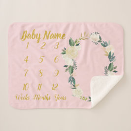 Baby Girl Milestone Blanket Speciaal roze goud Sherpa Deken