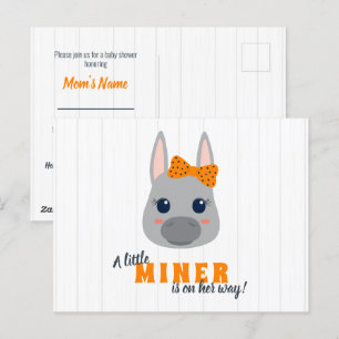 Baby Girl Miners Oranje Baby shower Invitation Pos Briefkaart