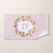 Baby Girl Monogram Waterverf Flower Wreatname Name Bad Handdoek (Handdoek)