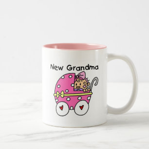 Baby Girl New Grandma T-shirts en cadeautjes Tweekleurige Koffiemok