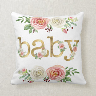 Baby Girl Nursery Love in Roos Floral Foliage Kussen