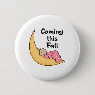 Baby Girl op Moon Herfst Ronde Button 5,7 Cm