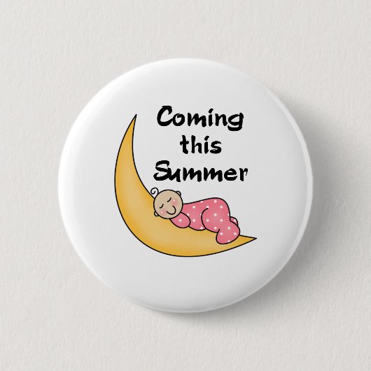 Baby Girl op Moon Summer Ronde Button 5,7 Cm (Voorkant)