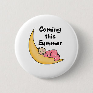 Baby Girl op Moon Summer Ronde Button 5,7 Cm