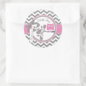 Baby Girl Owl Chevron Imprimer Merci Étiquette (Sac)