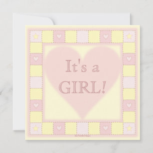 Baby Girl Patchwork Quilt Baby shower Invitation Kaart