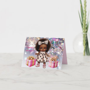 Baby Girl Peau Brown Bling Anniversaire Invitation