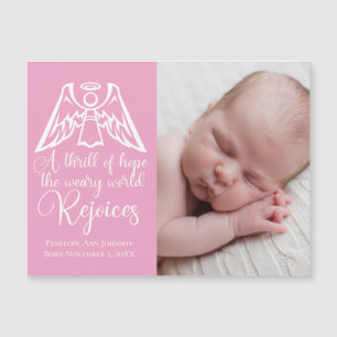 Baby Girl Photo Pink Angel-kerstkaart