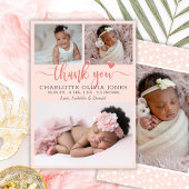 Baby Girl Photo Pink Thank You Script Heart Birth  Aankondiging