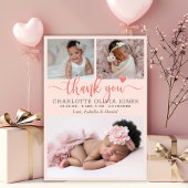 Baby Girl Photo Pink Thank You Script Heart Birth  Aankondiging